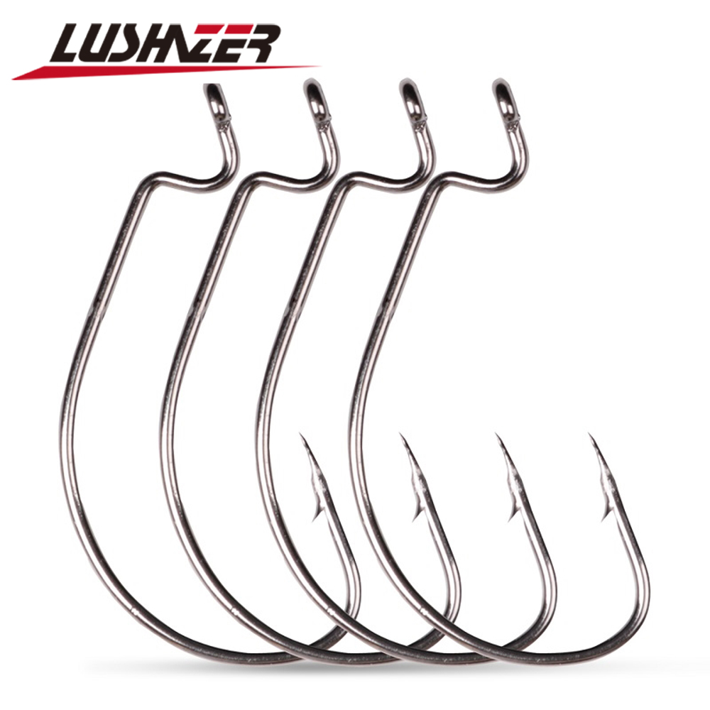 LUSHAZER 10pcs/lot Carbon Stee - Fishing Hook Offset review and price
